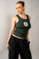 WAYO COTTON tank embroidery -FOREST GREEN