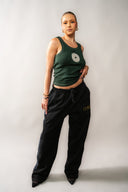 WAYO COTTON tank embroidery -FOREST GREEN