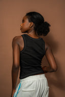 WAYO COTTON tank embroidery - BLACK