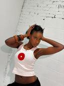 WAYO COTTON tank embroidery  - WHITE